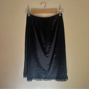 vintage warner's made in USA black nylon slip skirt